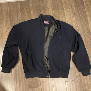 Vintage Navy Suede Bomber Jacket